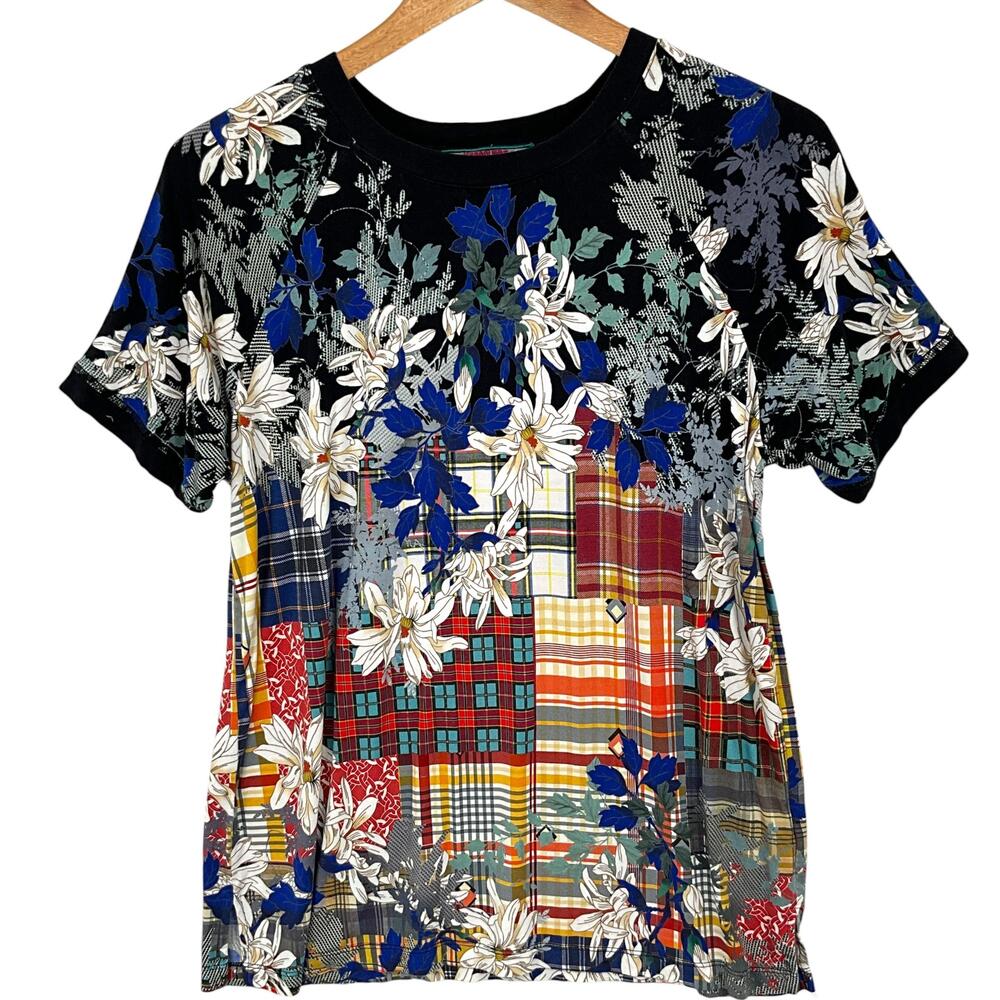 Johnny Was Patchwork Floral Ona T Shirt Womens Small Multicolor Short Sleeve Top